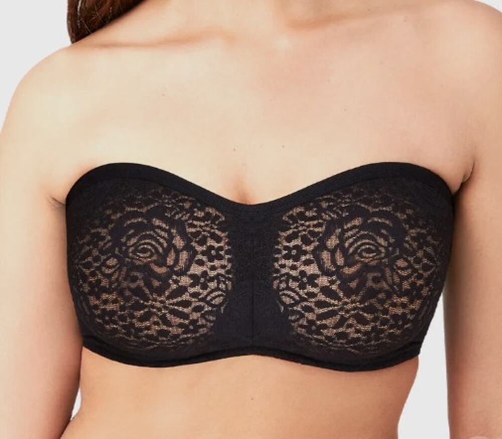 Wacoal Halo Lace Strapless Underwire Bra Black 38DDD NWT